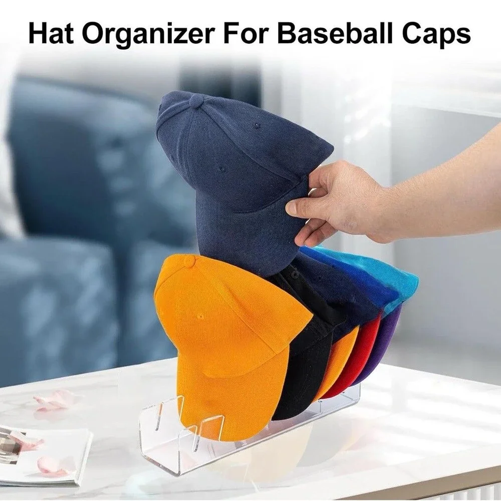 2 Pcs Stand for Baseball Caps No Install Acrylic Organizer for 14 Hat display
